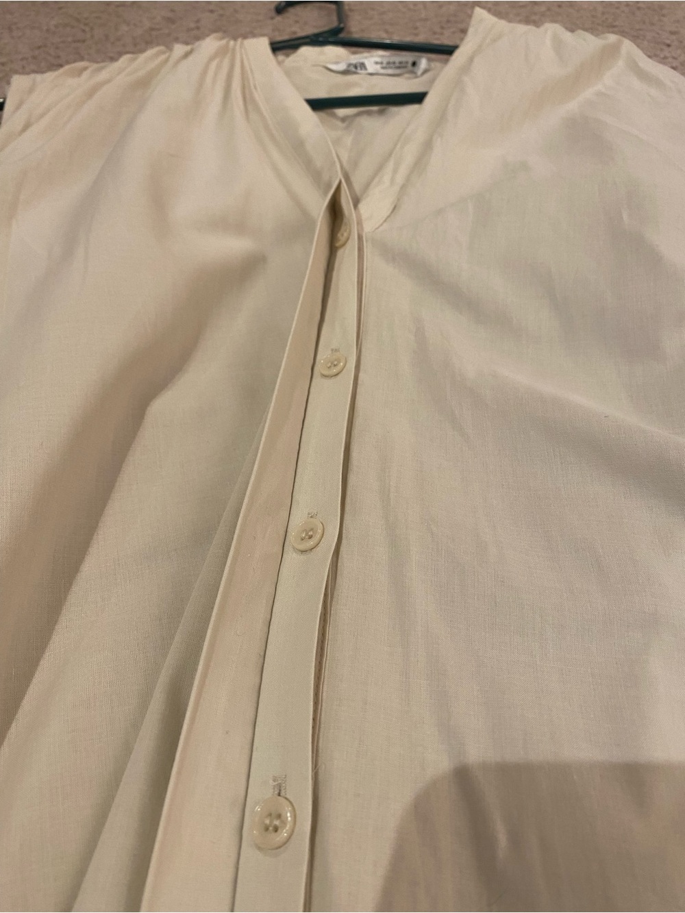 ZARA 100% COTTON BELTED WRINKLED DRESS BEIGE XS WOMAN SS24 ZW COLLECTION - Picture 14 of 16